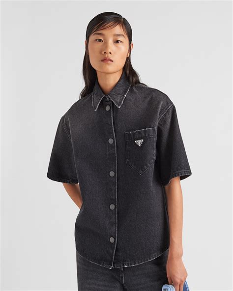 prada jean shirt|Prada denim shirt dress.